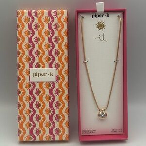 *New* Piper K Gold and Round Cut Cubic Zirconia Necklace